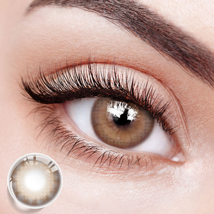 Eyes with 【Prescription】Rime Brown Colored Contact Lenses